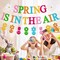 Spring is in The Air Banner Hello Spring Party Decorations Tulips Flowers Garland Welcome Spring Happy Easter Festival Colorful Glitter Party Supplies
